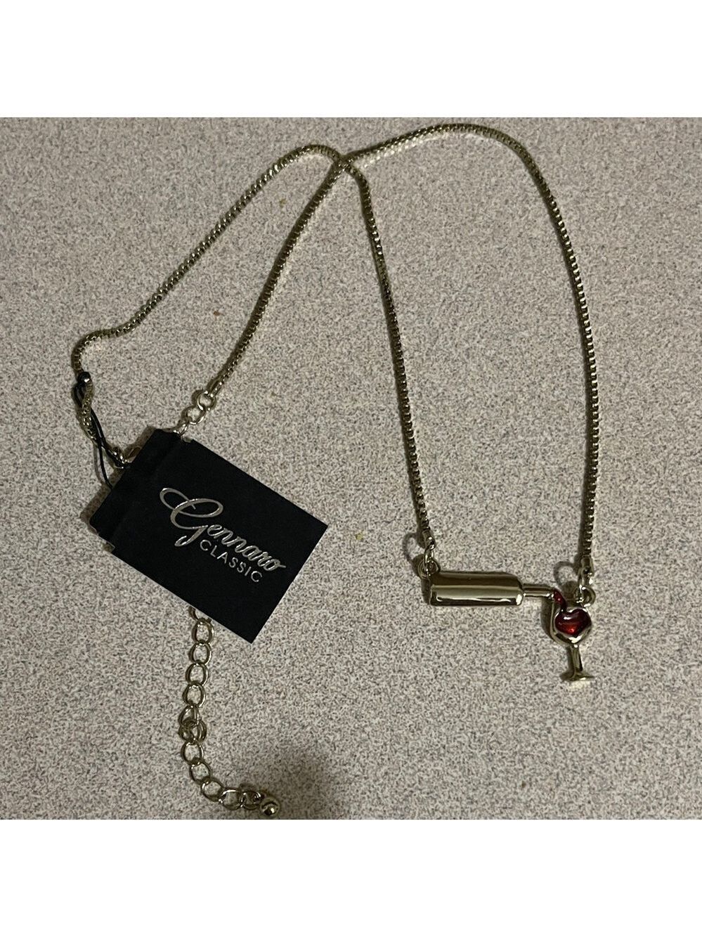 Gennaro Classic Gold Necklace with Red Wine Charm